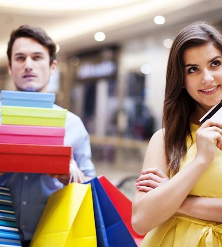 Portrait of a beautiful female shopaholic